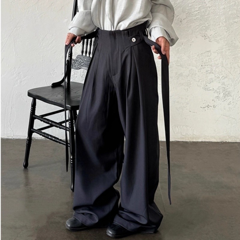 Men's Street style Loose Wide Leg Japanese Pants Trousers Casual