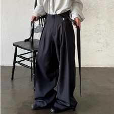 Men's Street style Loose Wide Leg Japanese Pants Trousers Casual unisex