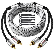 Elecan Premium RCA Cable 20 Ft Hi-Fi Sound-16 AWG-Shielded 2 Male 20FT