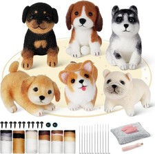 Needle Felting Kit, 6 PCS Farm Animal Needle Felting Beginner Kits, Wool Felt Ne