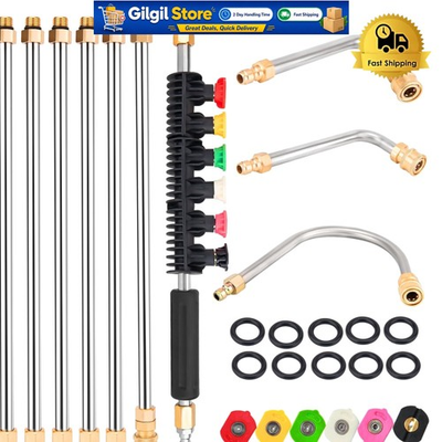 #ad #ad Ultimate Gutter Cleaning Tool: Adjustable Pressure Washer Wand with Nozzle Tips $45.51
