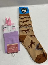 2 pairs - Juncture Unicorn Crew Socks And Polar Socks With Western Horses