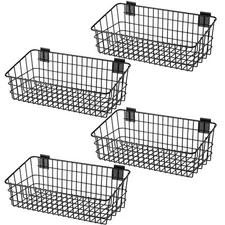 4 Pack Slatwall Baskets 15.8 Inch Width Metal Heavy Duty Wire Slatwall Mounte...