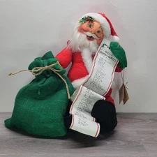 Annalee Mobilitee Doll 18" Santa Claus Present List Names Bag 1990