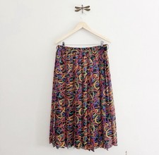 Vintage 90s Pleated Colorful Rope Print Midi Skirt Women  s Size 10 Medium
