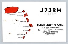 Ham Radio QSL J73RM Dominica West Indies 1981 Drake T4XC R-4C scheda