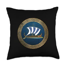 Greek Bireme Ancient Hellenic Warship Symbol Throw Pillow