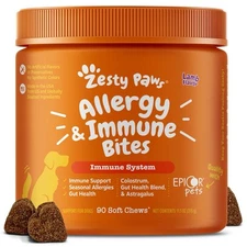 Zesty Paws Allergy Immune Supplement for Dogs 90 chews Lamb Flavor EXP 04/2026