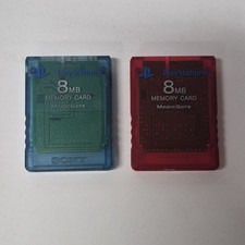 OEM Sony PlayStation 2 PS2 8MB MagicGate Memory Card Lot Blue Red Tested Works
