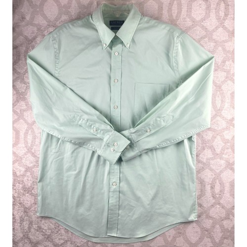 Lauren Ralph Lauren, Lauren Ralph Lauren Black Label Mens L Green Stretch Button Down Shirt Cotton