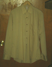 Vintage Men FLYING CROSS Lt Brown Khaki Dress Shirt Broadcloth CHEST 44 Neck 15.