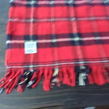 Faribo Stadium Throw Blanket Red Plaid Faribault Fringe USA 40x52 Vintage