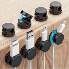8 Pack 360  Rotatable Strong Magnetic Cable Clips Cord Holder for Nightstand, 1s