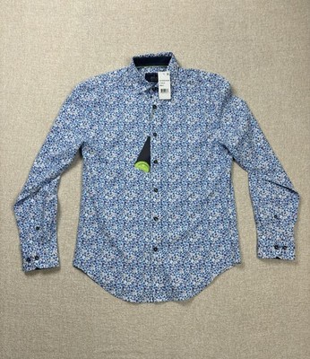 Society Of Threads Mens Long Sleeve Button Up Dress Shirt Size Small / S Blue 
