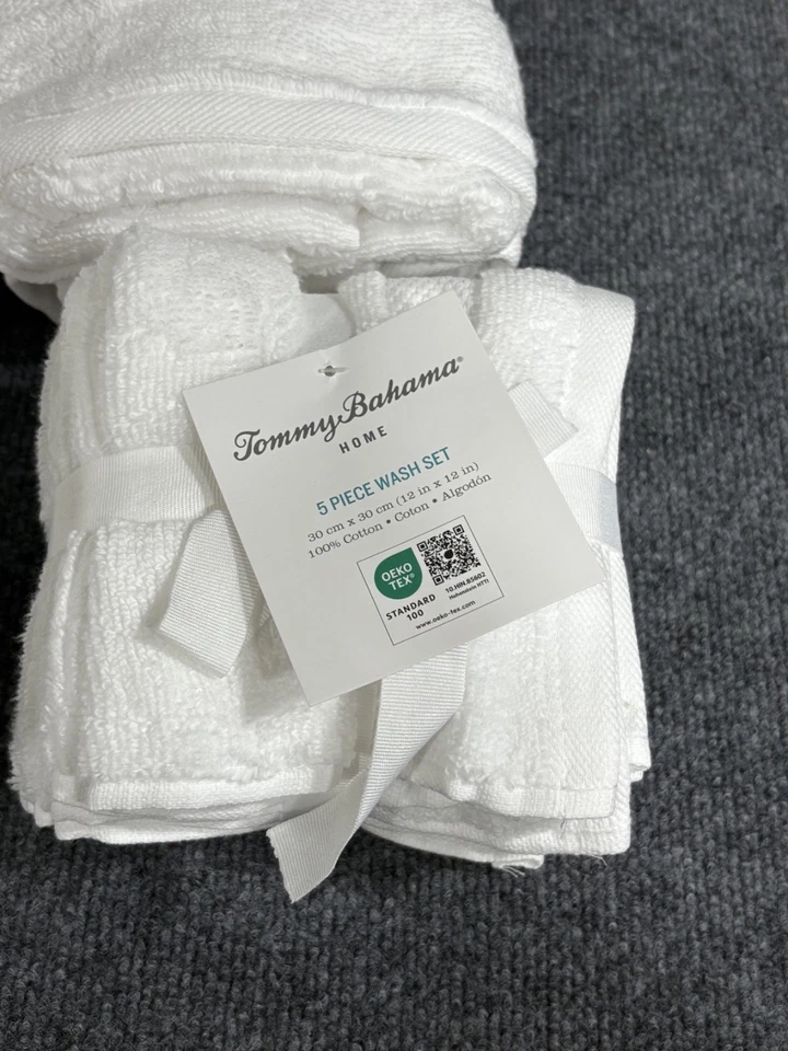 Tommy Bahama 9 Piece Premium Cotton Bath Towel Set Solid White NEW - Image 4 of 4