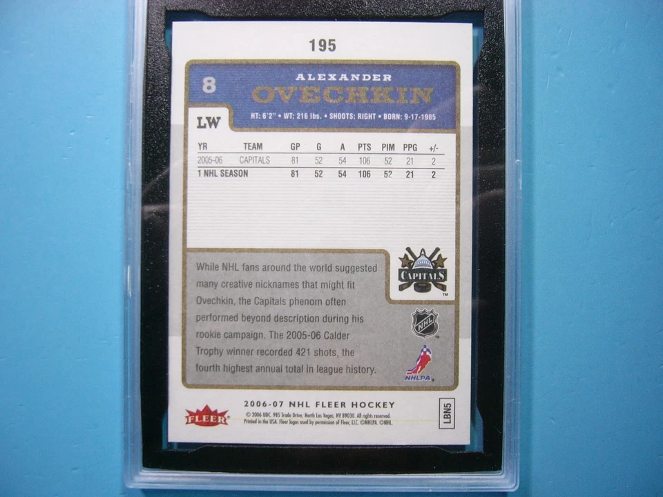 2006/07 FLEER ULTRA NHL 快乐卡 #195 ALEX ALEXANDER OVECHKIN KSA 9.5 NGM — 第 4/4 张图片