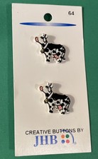 (2) VINTAGE JHB 3/4” BLACK WHITE COW PLASTIC SHANK BUTTONS NOS CARD-Z310