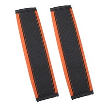 2pcs Universal Seat Belt Shoulder Pad Faux Leather Car Safety Strap Orange