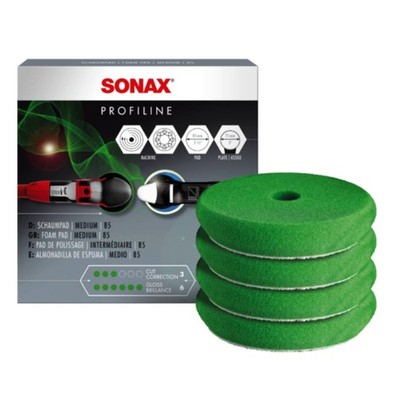 Sonax SchaumPad medium Polierschwamm 85mm 4er Pack Politurpad grün Polieren