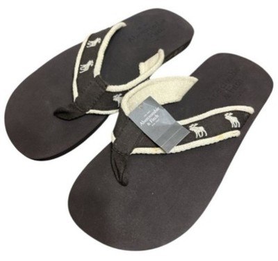 Abercrombie Fitch A&F Moose Mens Flip Flops Brown / Cream  display picture 2