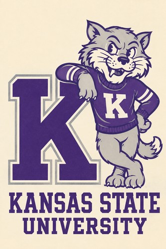 Kansas State University Willie Wildcat 12x8in Metal Sign K-State Wall Decor New