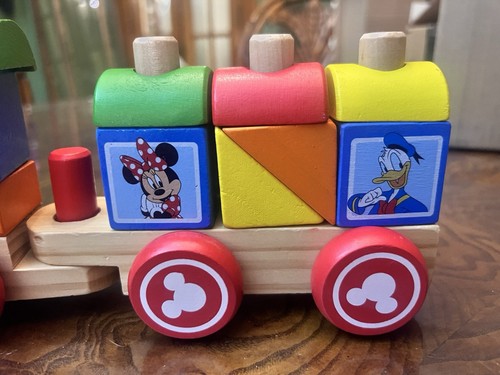Melissa & Doug Mickey Mouse & Friends Wooden Stacking Engine Train Car Complete - Picture 3 of 12