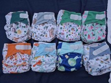 8x Blümchen Pocket Stoffwindeln (3–16 kg) + Einlagen + Windelvlies NEU