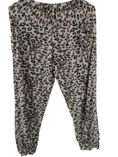 Women's Size Small Leopard Print Elastic Waist Cuff Ankle Pocketed Lounge Pants