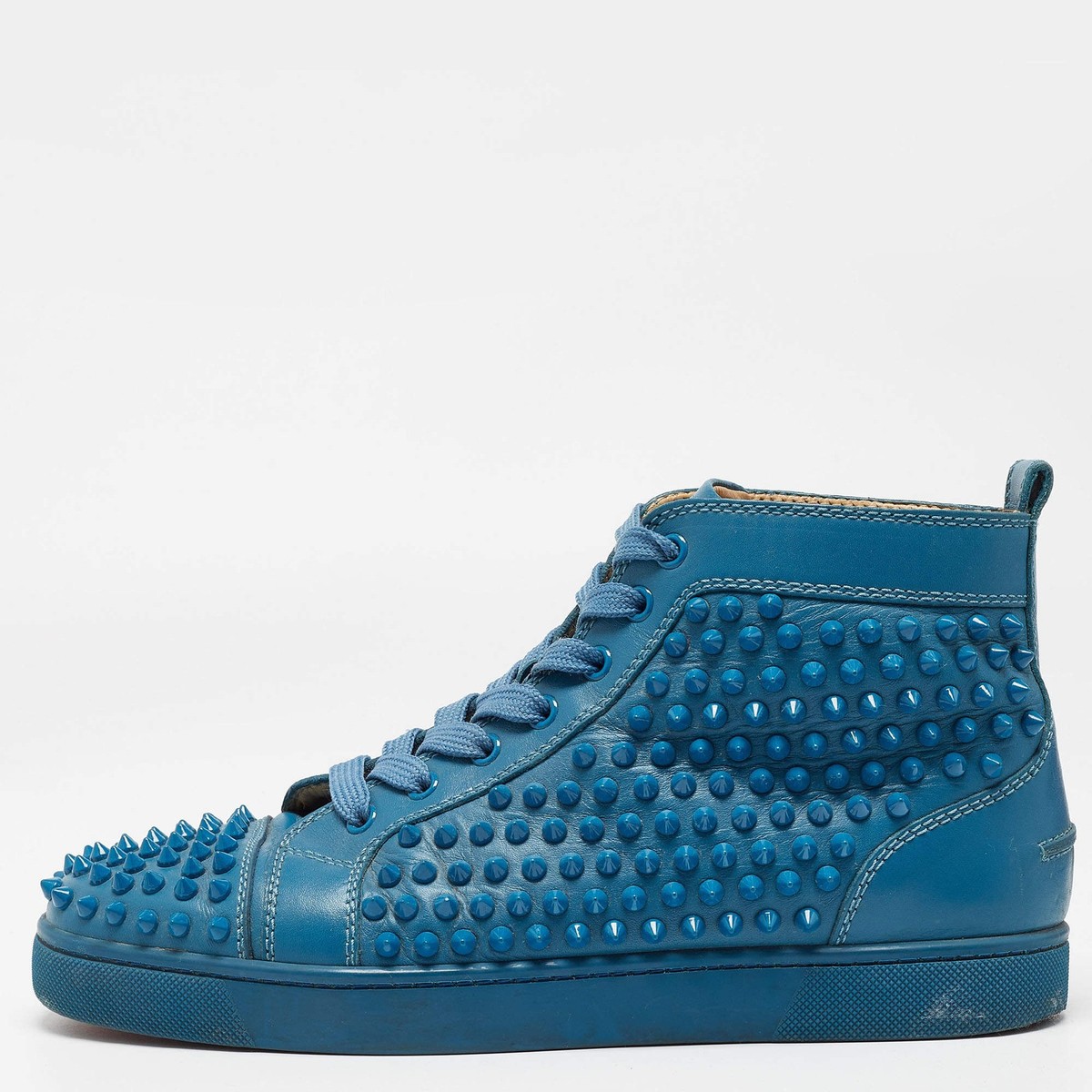 Christian Louboutin Louis Spikes Size 41 Blue Leather High Top