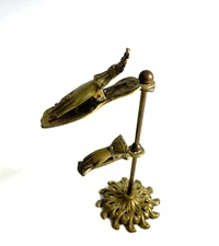 Antique Victorian Brass Hand Note, Letter Clip Holder Stand