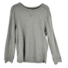 Eddie Bauer Sweatshirt Mens Medium Gray Waffle Knit Thermal Crewneck Pullover