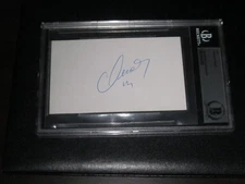 OSCAR SCHMIDT SIGNED AUTOGRAPHED 3X5 INDEX CARD BECKETT SLAB ENCAPSULATED HOF