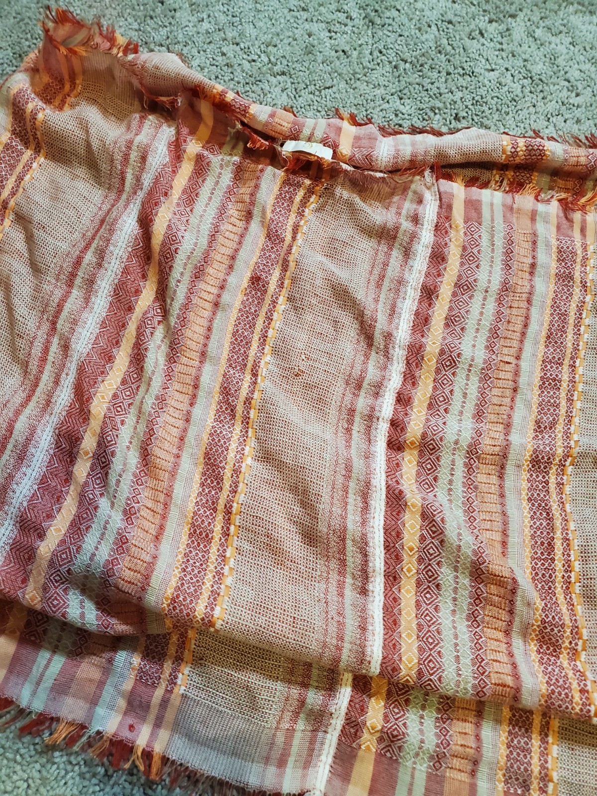 Infinity Patterned Red and Orange Striped Scarf - image 11