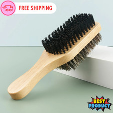 Double Sided Beard Brush Boar Bristle Thick Curly Hair Style Wooden Handle Comb