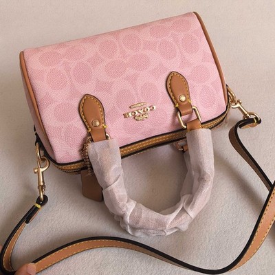 Coach Mini Rowan Crossbody Bag In Signature Canvas Powder Pink