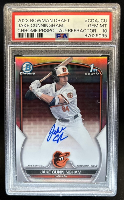 2023 Bowman Draft Jake Cunningham Chrome Auto Refractor 1st #/499 Orioles PSA 10