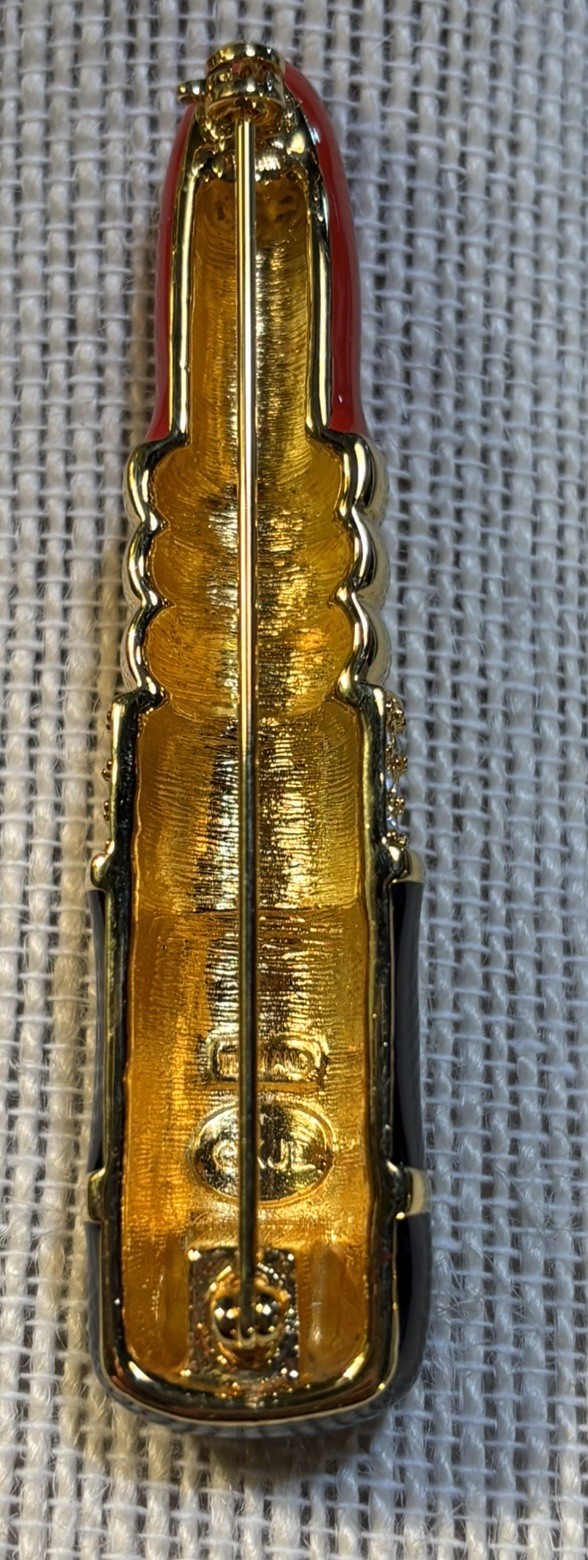 Vintage Brooch Tube Red Lipstick by Kenneth Jay L… - image 4