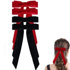 Hair Bow Clip, Large Velvet Hair Bows for Girls 5 Inch, Alligator Clips Acces...