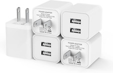 5Pack USB Wall Charger, 2.4A Dual USB Port Cube Power Plug Adapter Fast Phone C