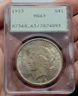 1923 Peace Silver Dollar Rattler Holder PCGS MS63 Toned Gorgeous