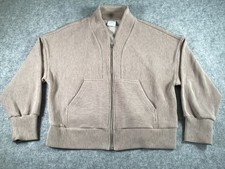 Varley Rosanne Ottoman Zip Through Sweatshirt Jacket UK L Beige Stretch
