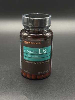 Amazon Elements Vitamin D2 2000 IU, Vegan, 65 Capsules, Dietary Supplement