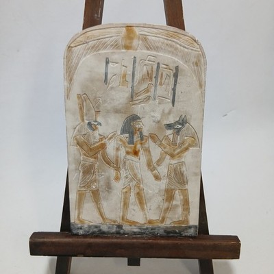 Stein Wandrelief Götter & Göttin Anubis Fragment Relief, altägyptisch
