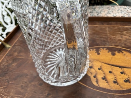 RARE ANTIQUE THOMAS WEBB RUSSELL Cut Glass Jugs 8” & 7” Scalloped Diamonds SIGND - Picture 9 of 23