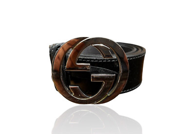 Gucci GG Leather Belt Classic Black Made in Italy 114984 Gucci GG Leather Belt Classic Black Made in Italy 114984
