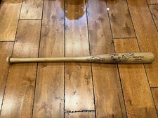 AL KALINE ROBIN ROBERTS GEORGE KELL SIGNED LEGENDS BAT YOUNG CO 34