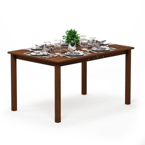 Furinno Patio Dining Tables 29.1"Hx59"Wx35.5"D Tioman Hardwood Outdoor Natural - Picture 2 of 8