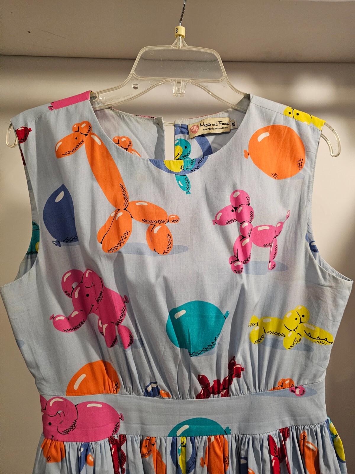 Hearts and Found Clarence dress in Balloon Animals print GUC size XL