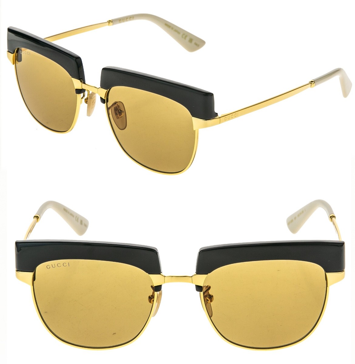 GUCCI SUPREME 1132 Gold Black Gg1132S 001 Retro Interchangeable