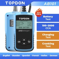 🔥TOPDON ArtiBattery101 12V LCD Battery Tester Cranking/Charging/System Test